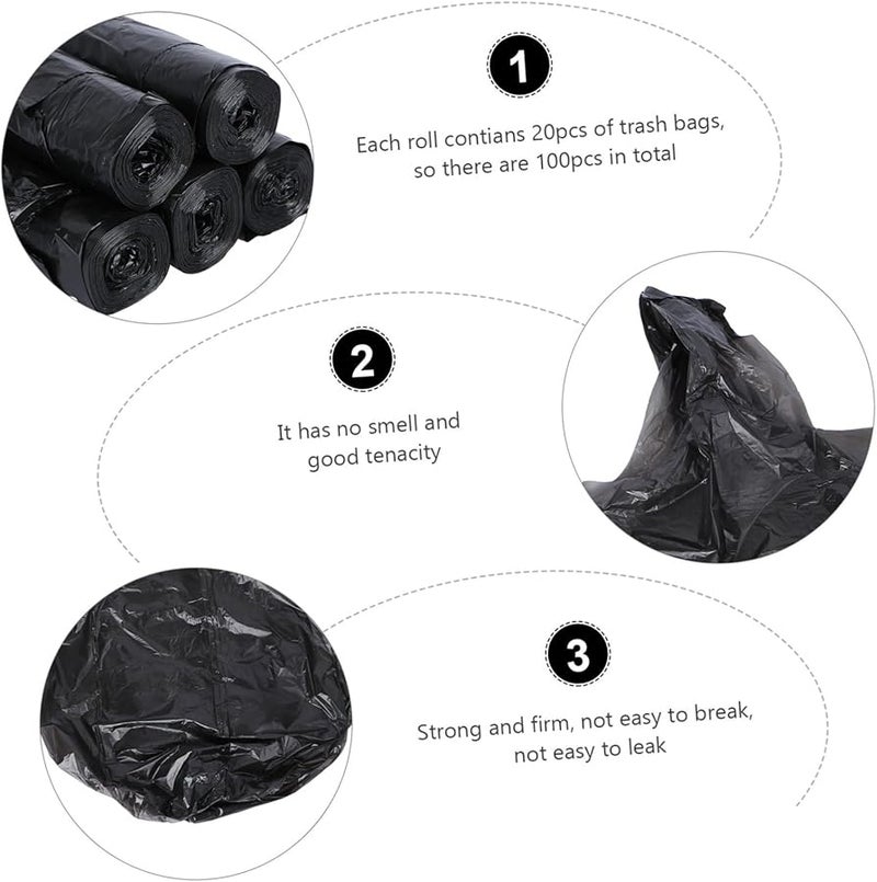 جليافي أكياس قمامة ثقيلة مقاومة للتسرب 5 لفات بمقابض قوية أسود للمنزل المطبخ المكتب - Image 2